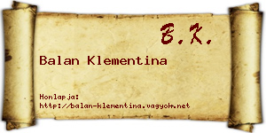 Balan Klementina névjegykártya